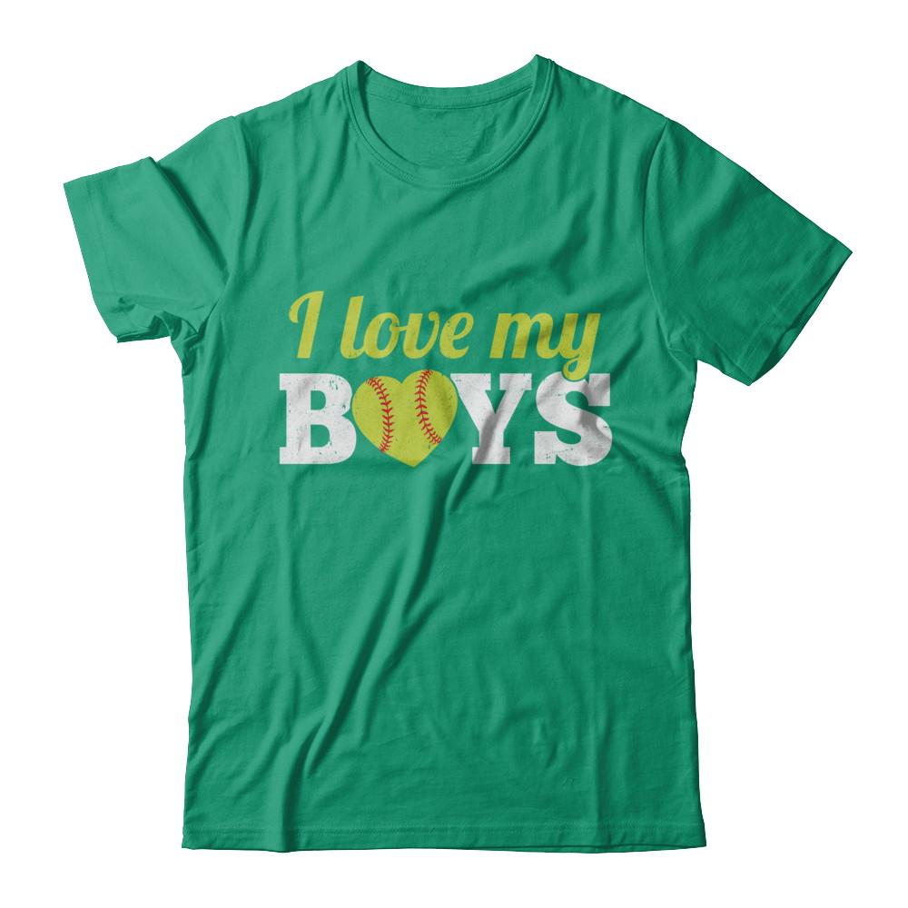 Love My Boys Mom And Dad Softball-T-Shirt & Hoodie-Classic T-Shirt-Kelly Green