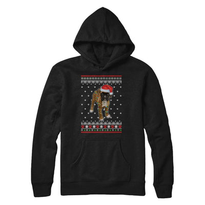 Boxer Christmas Ugly Sweater Lights Dog Xmas Gift-T-Shirt & Sweatshirt-Pullover Hoodie-Black