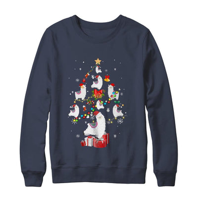 Llama Christmas Tree Decor Xmas Gift-T-Shirt & Sweatshirt-Crewneck Sweatshirt-Navy
