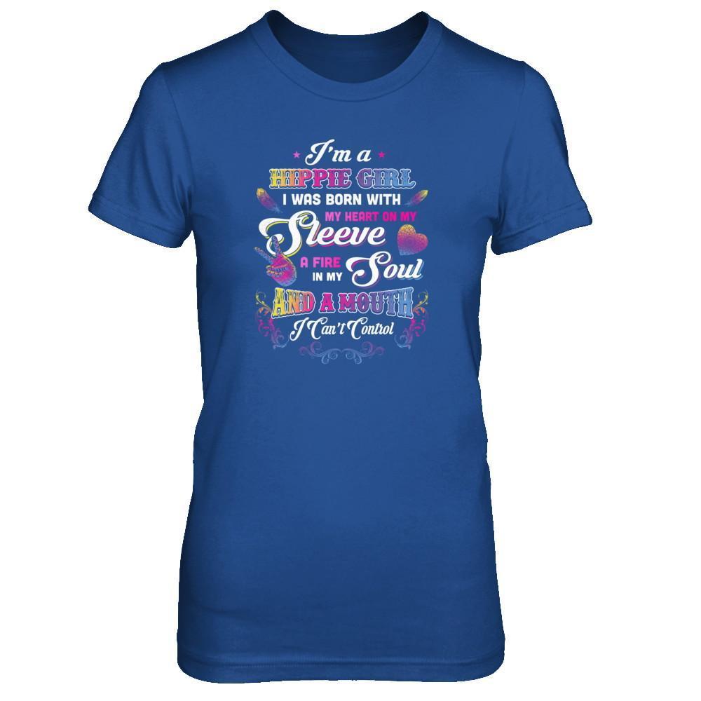 I'm A Hippie Girl I Was Born With My Heart-T-Shirt & Tank Top-Women's T-Shirt-Royal