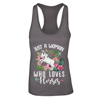 Just A Woman Who Loves Horses-T-Shirt & Tank Top-Women's Ideal Racerback Tank-Dark Grey