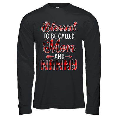 Red Buffalo Plaid Blessed To Be Called Mom And Nanny-T-Shirt & Hoodie-Long Sleeve T-Shirt-Black