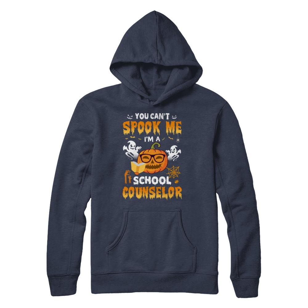 Can't Spook Me School Counselor Halloween Costume-T-Shirt & Hoodie-Pullover Hoodie-Navy