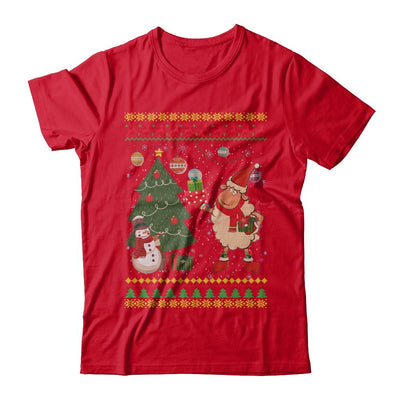 Funny Sheep Lamb Christmas Cute Family Ugly Sweater-T-Shirt & Sweatshirt-Premium T-Shirt-Red