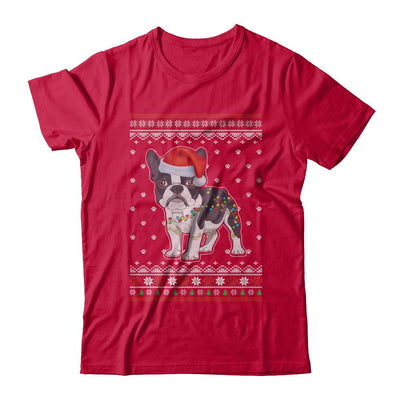 Bulldog Christmas Ugly Sweater Lights Dog Xmas Gift-T-Shirt & Sweatshirt-Classic T-Shirt-Red