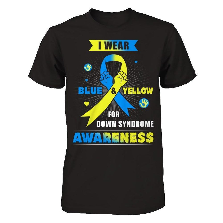 I Wear Blue And Yellow For Down Syndrome Awareness-T-Shirt & Hoodie-Premium T-Shirt-Black