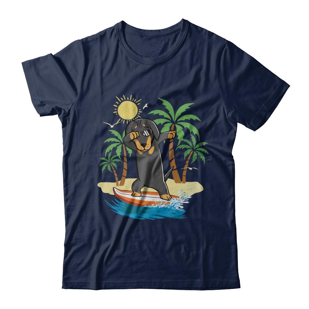 Summer Vacation Dabbing Dachshund Surfing Surfboard Gift-T-Shirt & Hoodie-Classic T-Shirt-Navy