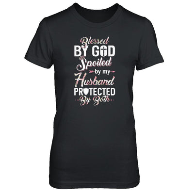 Blessed By God Spoiled By My Husband Protected By Both Wife-T-Shirt & Tank Top-Women's T-Shirt-Black