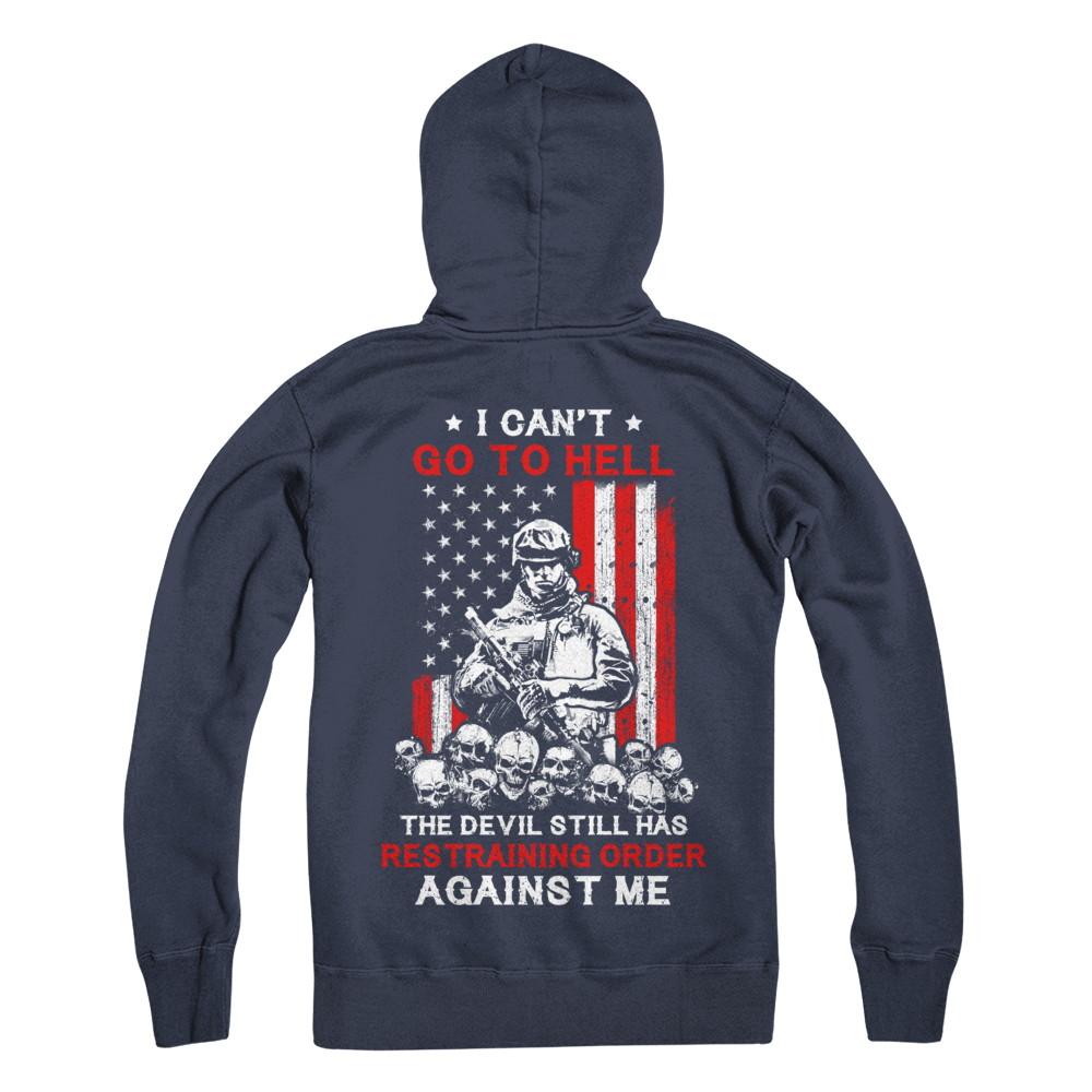 I Cant Go To Hell The Devil Against Me Army Veteran-T-Shirt & Hoodie-Pullover Hoodie-Navy