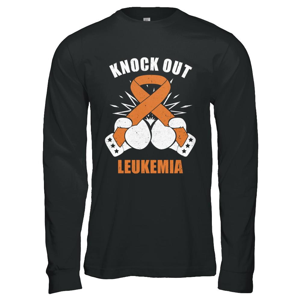 Boxing knock out Leukemia Awareness Support-T-Shirt & Hoodie-Long Sleeve T-Shirt-Black