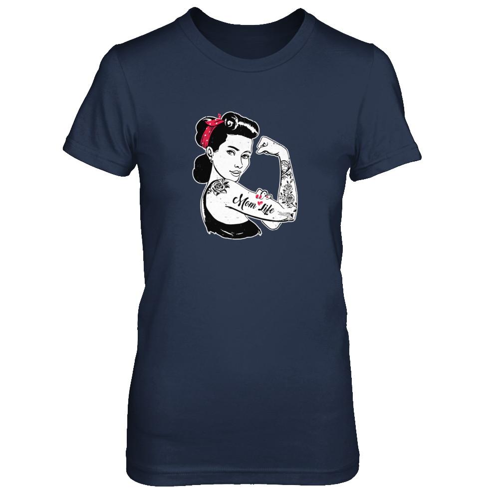 Mom Life Tattoos Tattooed Inked Woman-T-Shirt & Tank Top-Women's T-Shirt-Navy