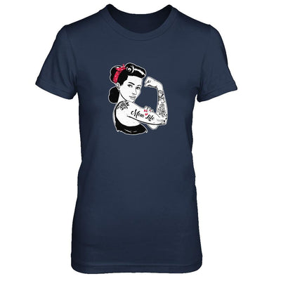 Mom Life Tattoos Tattooed Inked Woman-T-Shirt & Tank Top-Women's T-Shirt-Navy