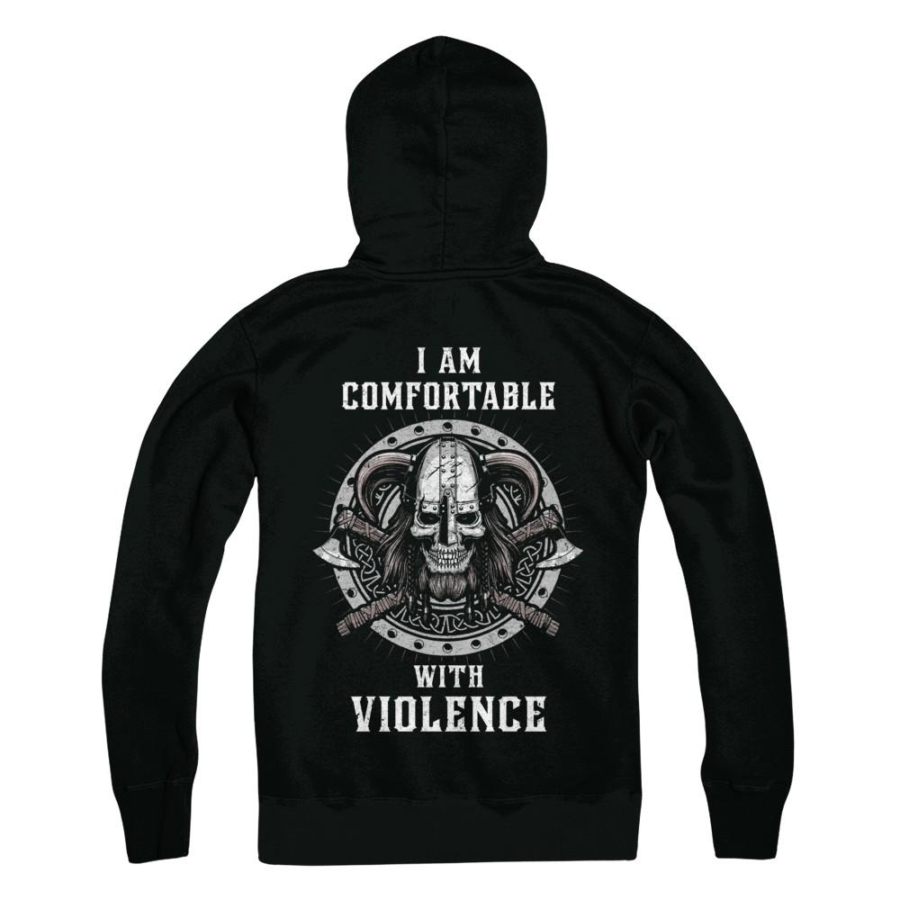 I Am Comfortable With Violence Valhalla Viking-T-Shirt & Hoodie-Pullover Hoodie-Black