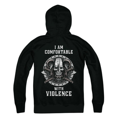 I Am Comfortable With Violence Valhalla Viking-T-Shirt & Hoodie-Pullover Hoodie-Black