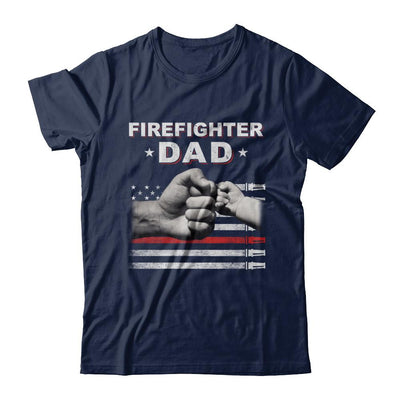 Firefighter Fireman Dad American Flag Fathers Day-T-Shirt & Hoodie-Classic T-Shirt-Navy