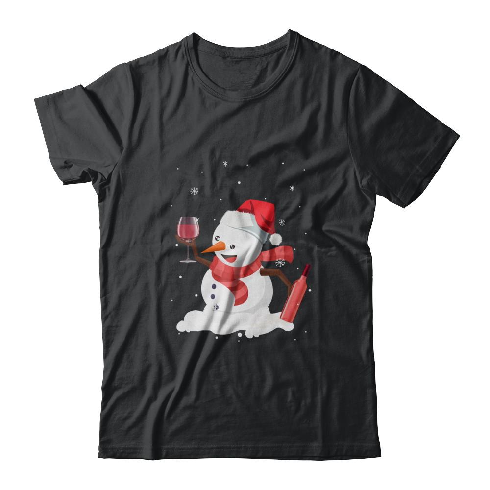 Snowman Wine Drinking Wine Lovers Christmas Gift-T-Shirt & Sweatshirt-Classic T-Shirt-Black