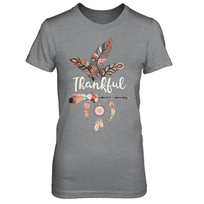 Thankful Feather And Arrow Fall Vintage Thanksgiving-T-Shirt & Sweatshirt-Women's T-Shirt-Sport Grey