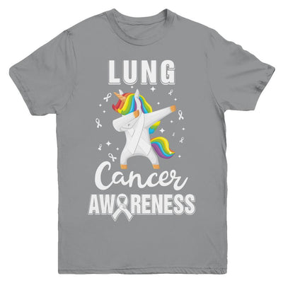 Inspirational Lung Cancer Awareness Unicorn Support Youth-Youth Shirt-Youth T-Shirt-Sport Grey