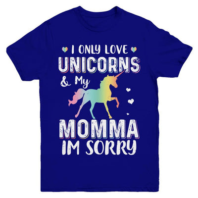 I Only Love Unicorns And My Momma I'm Sorry Youth-Youth Shirt-Youth T-Shirt-Navy
