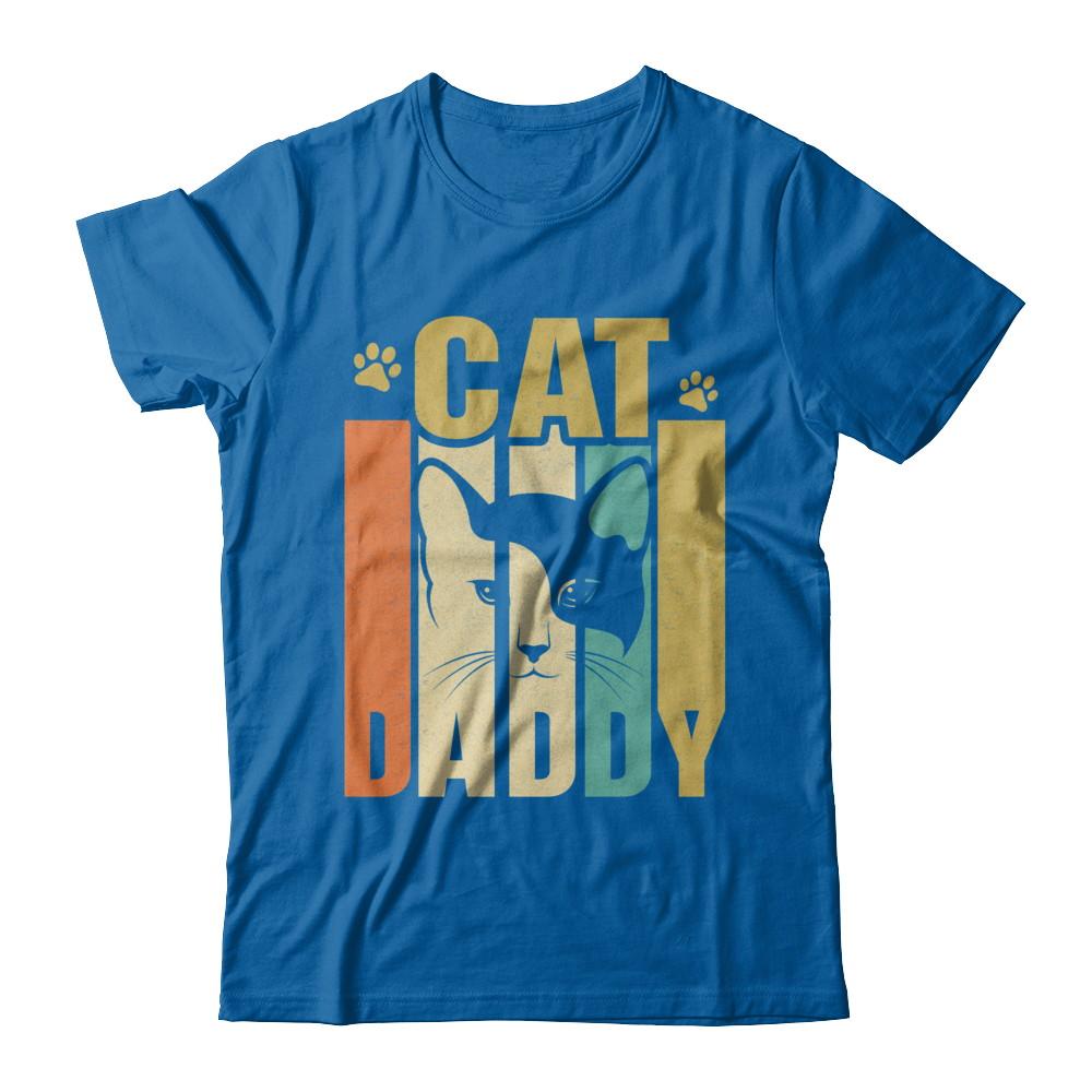 Retro Vintage Daddy Cat Father's Day Gift-T-Shirt & Hoodie-Classic T-Shirt-Royal
