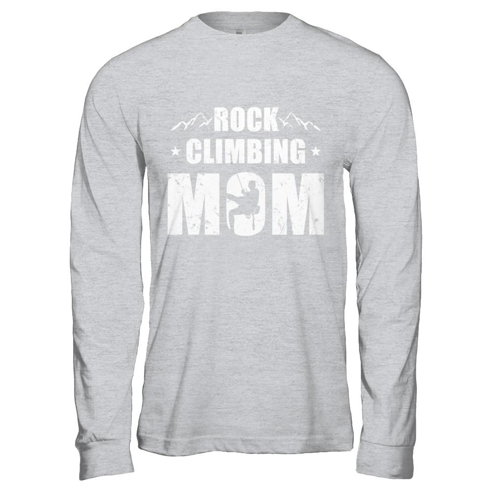 Rock Climbing Mom Distressed Mountain Climber Mothers Day-T-Shirt & Hoodie-Long Sleeve T-Shirt-Sport Grey