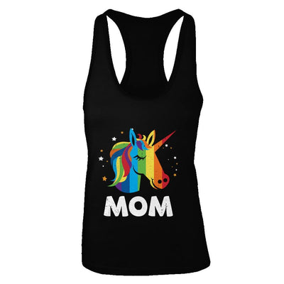 LGBT Pride Lesbian Gay Proud Mom Unicorn-T-Shirt & Tank Top-Women's Ideal Racerback Tank-Black