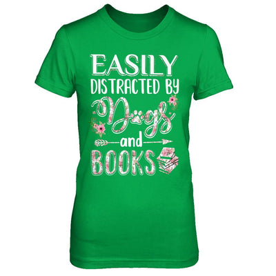 Easily Distracted By Dogs And Books-T-Shirt & Hoodie-Women's T-Shirt-Irish Green