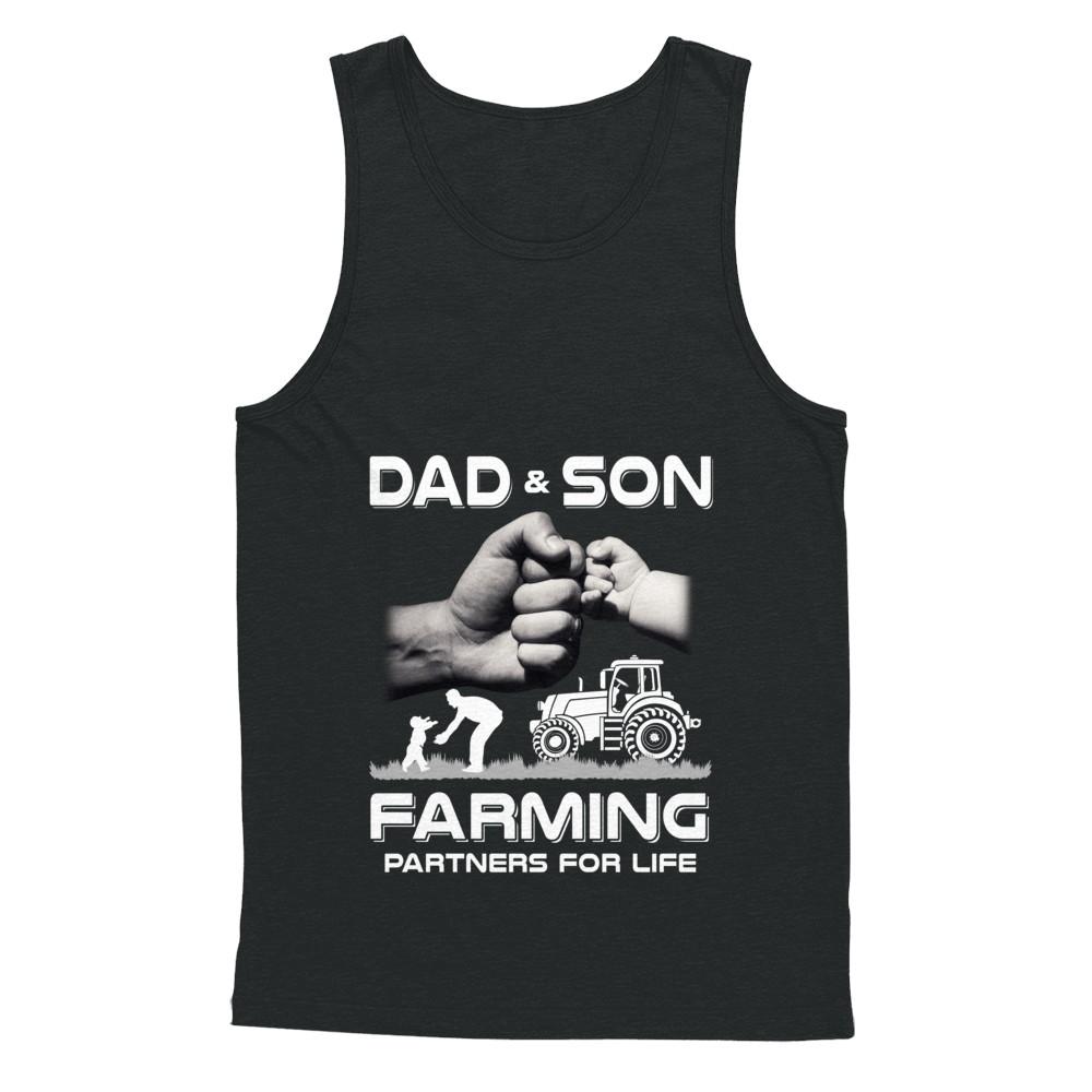 Farmer Dad And Son Farming Partners For Life Fathers Day-T-Shirt & Hoodie-Unisex Tank-Black