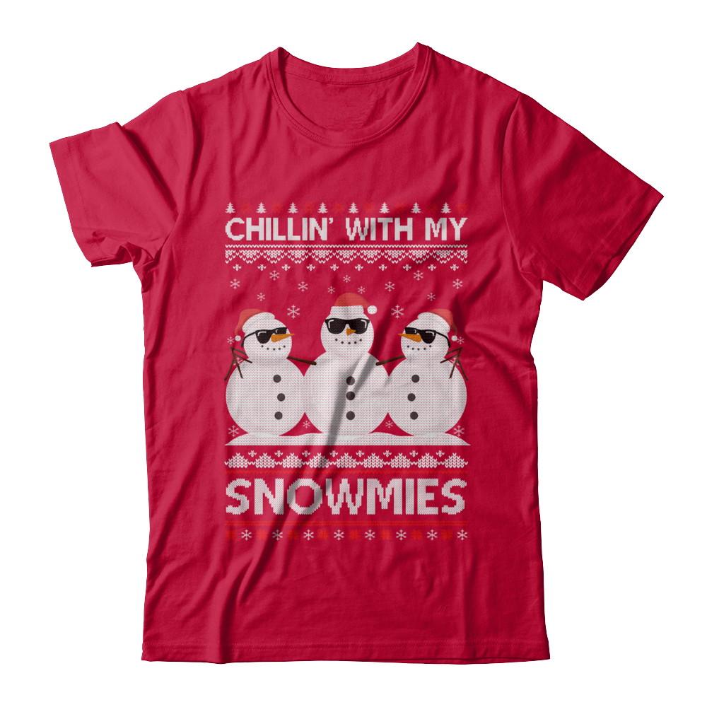 Chillin With My Snowmies Ugly Christmas Sweater-T-Shirt & Sweatshirt-Classic T-Shirt-Red