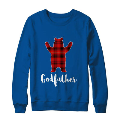 Red Godfather Bear Buffalo Plaid Family Christmas Pajamas-T-Shirt & Sweatshirt-Crewneck Sweatshirt-Deep Royal