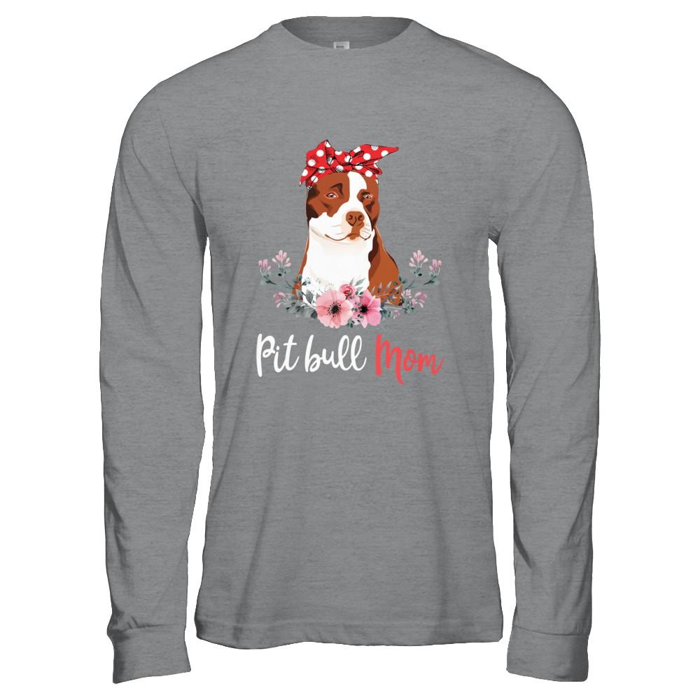 Pitbull Mom Gift For Women Dog Lover-T-Shirt & Hoodie-Long Sleeve T-Shirt-Sport Grey