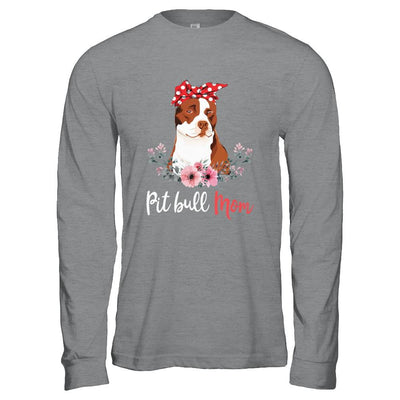 Pitbull Mom Gift For Women Dog Lover-T-Shirt & Hoodie-Long Sleeve T-Shirt-Sport Grey