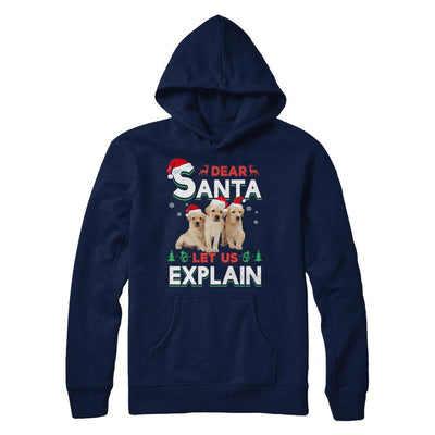 Dear Santa Funny Yellow Labrador Puppies Christmas Gift-T-Shirt & Hoodie-Pullover Hoodie-Navy