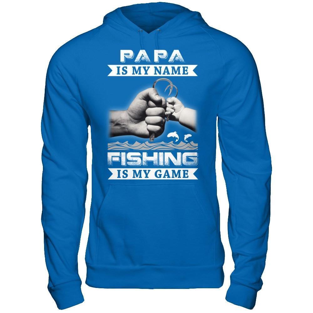 Papa Is My Name Fishing Is My Game-T-Shirt & Hoodie-Pullover Hoodie-Royal