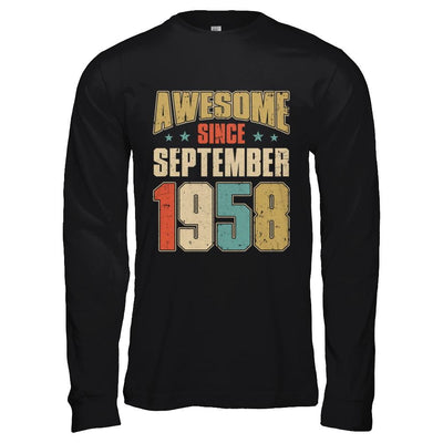 Vintage Retro Awesome Since September 1958 63th Birthday-T-Shirt & Hoodie-Long Sleeve T-Shirt-Black