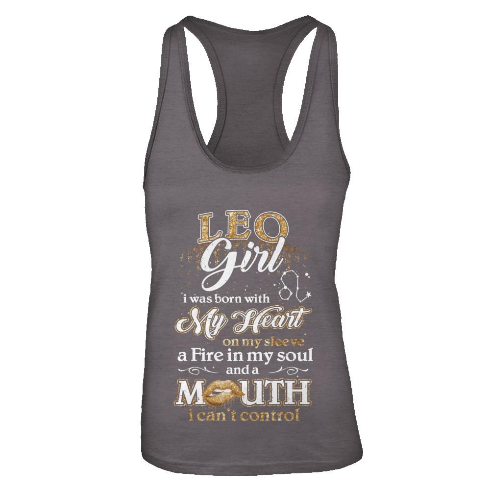 I'm A Leo Girl Lipstick July August Funny Zodiac Birthday-T-Shirt & Tank Top-Women's Ideal Racerback Tank-Dark Grey