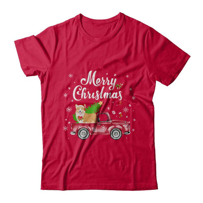 Corgi Retriever Rides Red Truck Christmas Pajama-T-Shirt & Sweatshirt-Classic T-Shirt-Red