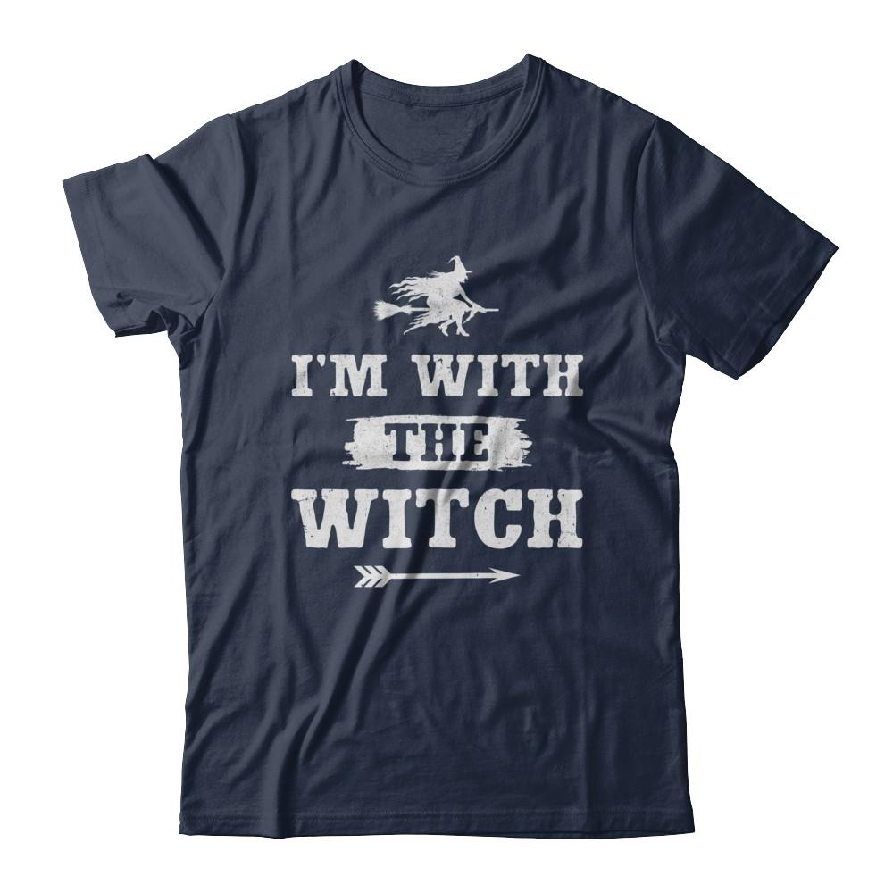 Halloween Couples Costume I'm With The Witch-T-Shirt & Hoodie-Classic T-Shirt-Navy