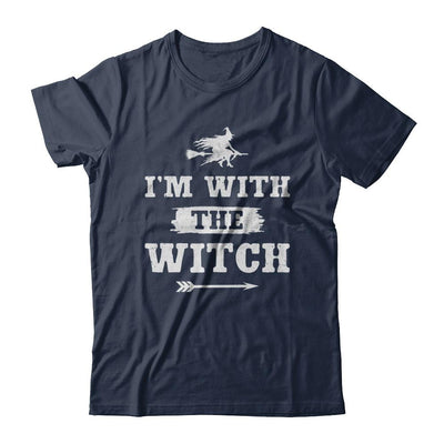 Halloween Couples Costume I'm With The Witch-T-Shirt & Hoodie-Classic T-Shirt-Navy