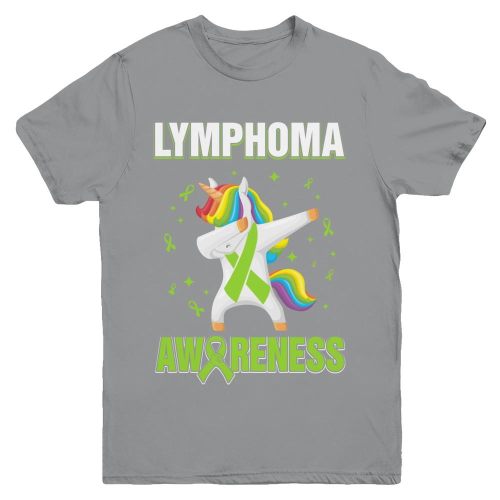 Inspirational Lymphoma Awareness Unicorn Support Youth-Youth Shirt-Youth T-Shirt-Sport Grey