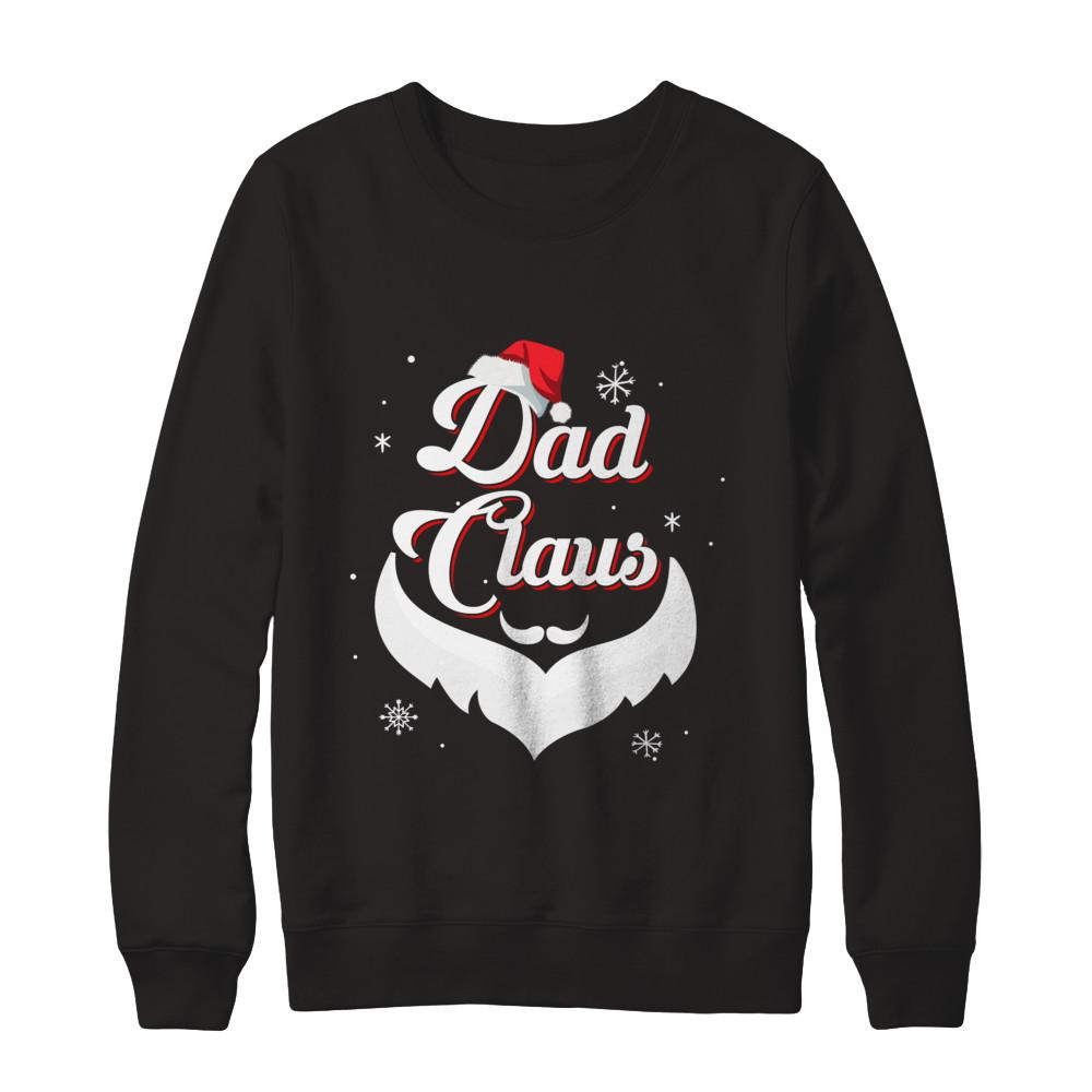 Santa Beard Matching Christmas Pajamas Dad Claus-T-Shirt & Sweatshirt-Crewneck Sweatshirt-Black
