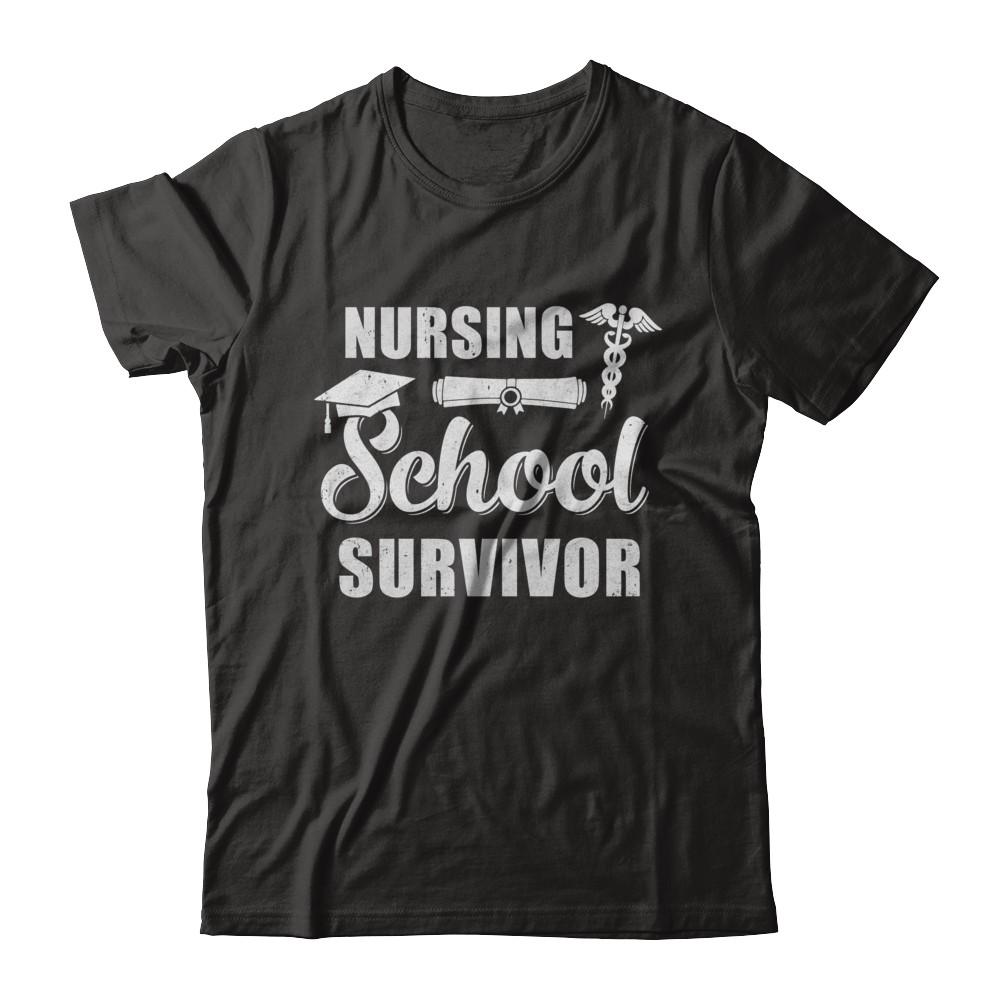 Nurse Graduate Gifts Nursing School Survivor Gradution-T-Shirt & Hoodie-Classic T-Shirt-Black