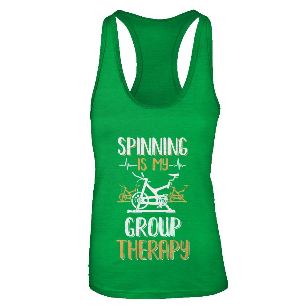 Fitness Gym Mom Spinning Is My Group Therapy-T-Shirt & Tank Top-Women's Ideal Racerback Tank-Kelly Green