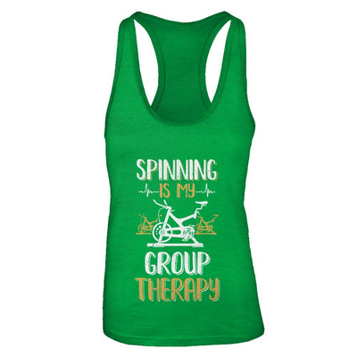 Fitness Gym Mom Spinning Is My Group Therapy-T-Shirt & Tank Top-Women's Ideal Racerback Tank-Kelly Green