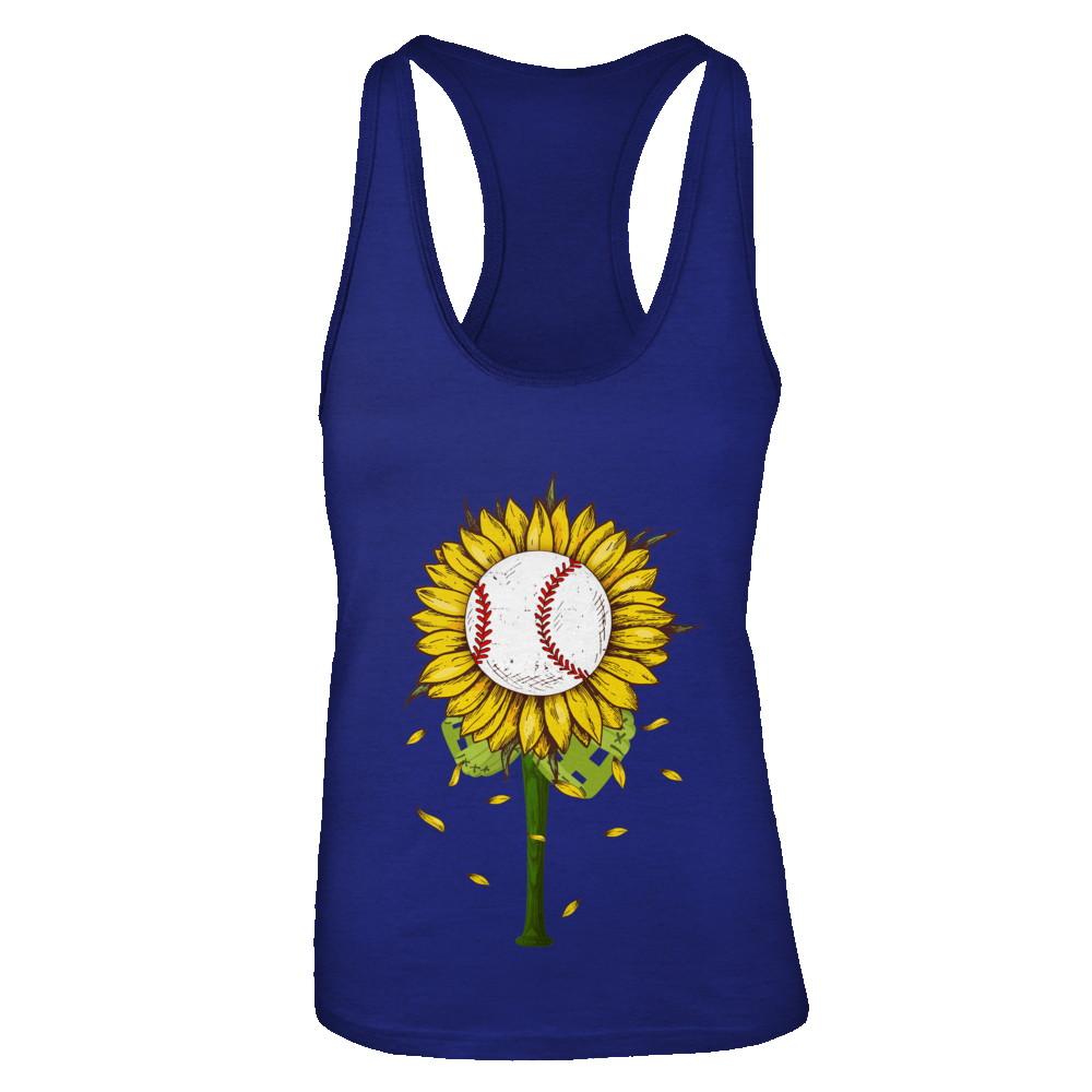 Sunflower Baseball Mom Daughter Lover Gift-T-Shirt & Tank Top-Women's Ideal Racerback Tank-Royal
