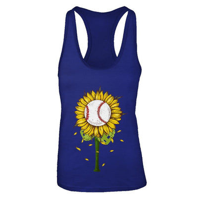 Sunflower Baseball Mom Daughter Lover Gift-T-Shirt & Tank Top-Women's Ideal Racerback Tank-Royal