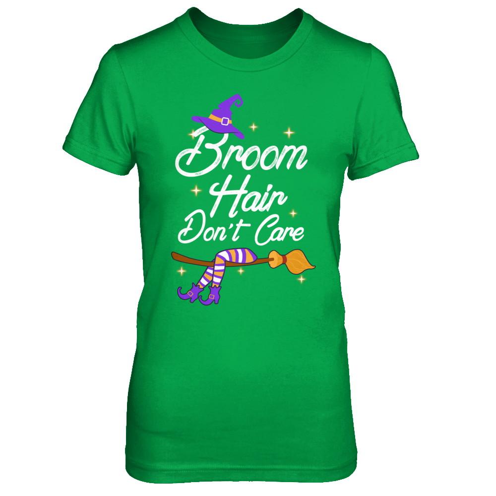 Broom Hair Don't Care Witch Halloween-T-Shirt & Hoodie-Women's T-Shirt-Irish Green