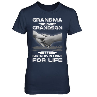 Grandma And Grandson Best Partners In Crime For Life-T-Shirt & Hoodie-Women's T-Shirt-Navy