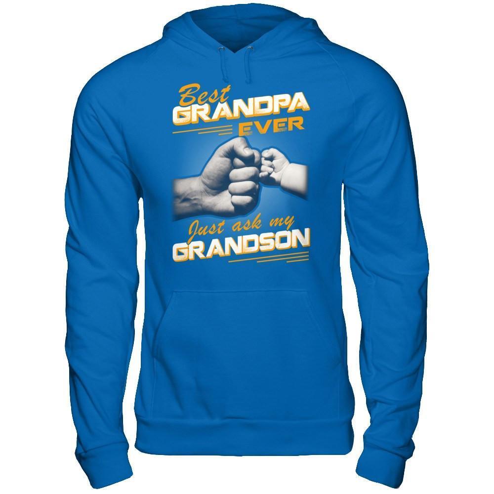 Best Grandpa Ever Just Ask My Grandson-T-Shirt & Hoodie-Pullover Hoodie-Royal