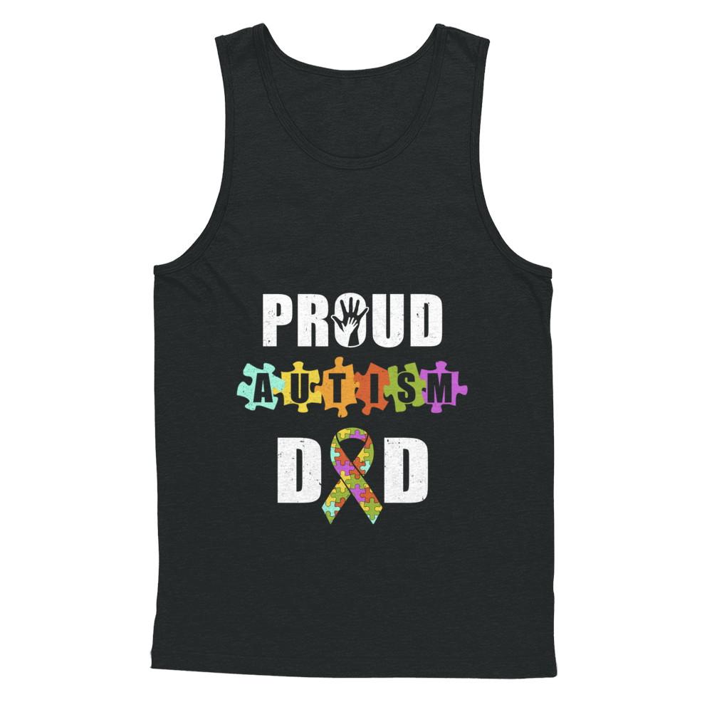 Proud Autism Dad Autism Awareness-T-Shirt & Hoodie-Unisex Tank-Black